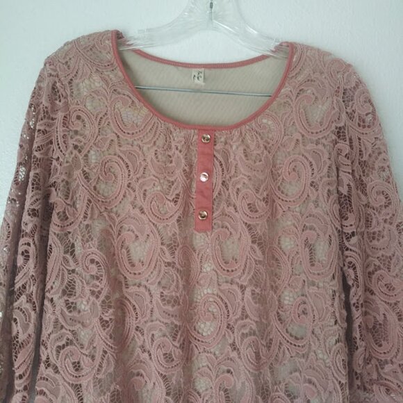 PerSeption Concept women's size S pink lace blouse - Picture 2 of 14